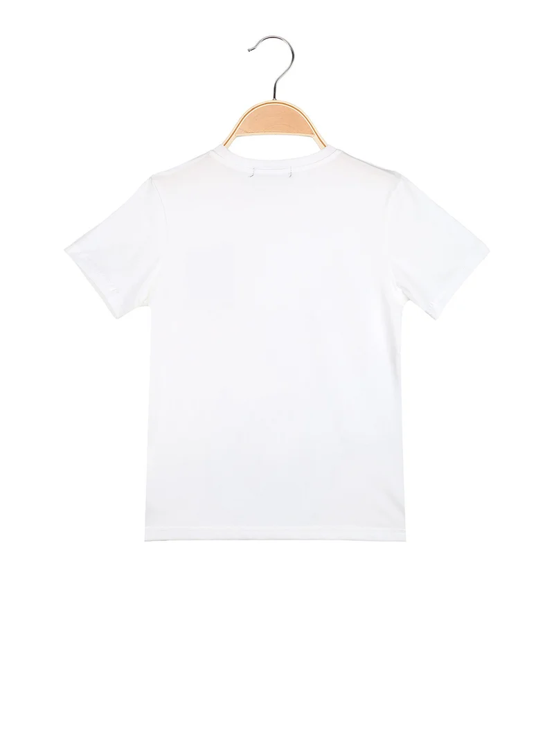 T-shirt da bambino in cotone con stampa - bianco