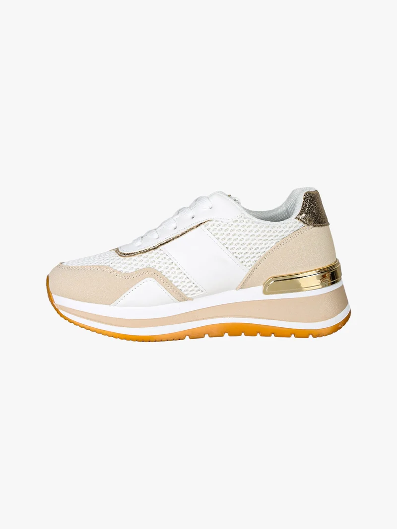 Sneakers donna con paltform e strass - beige
