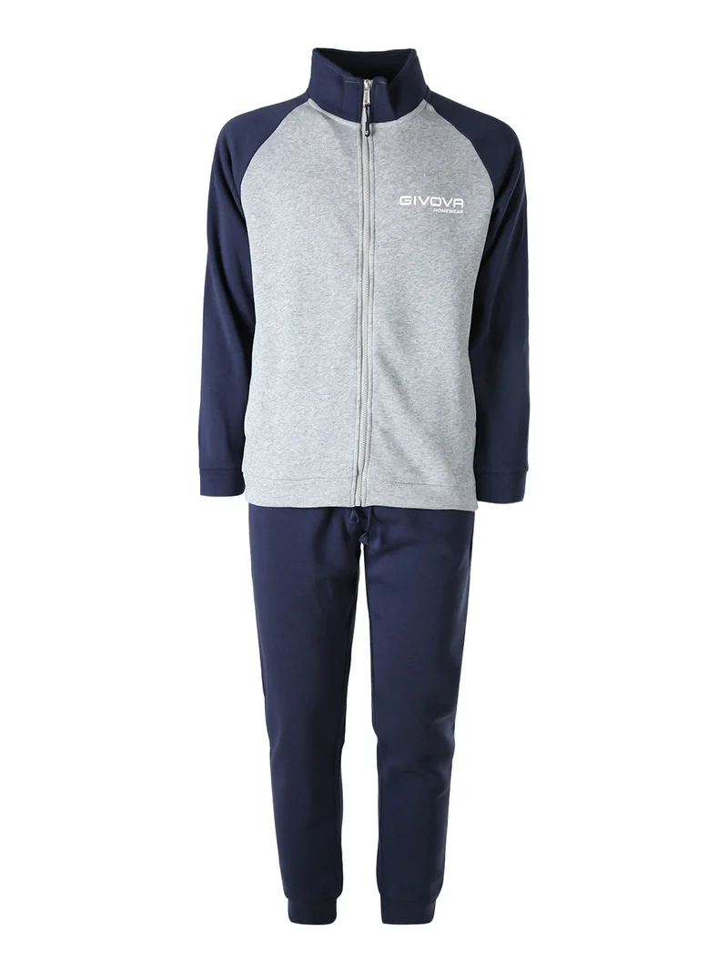Completo tuta felpata da uomo 2 pezzi full zip - grigio