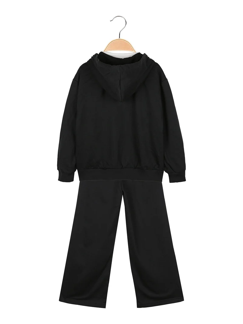 Completo 3 pezzi da bambina con strass - nero