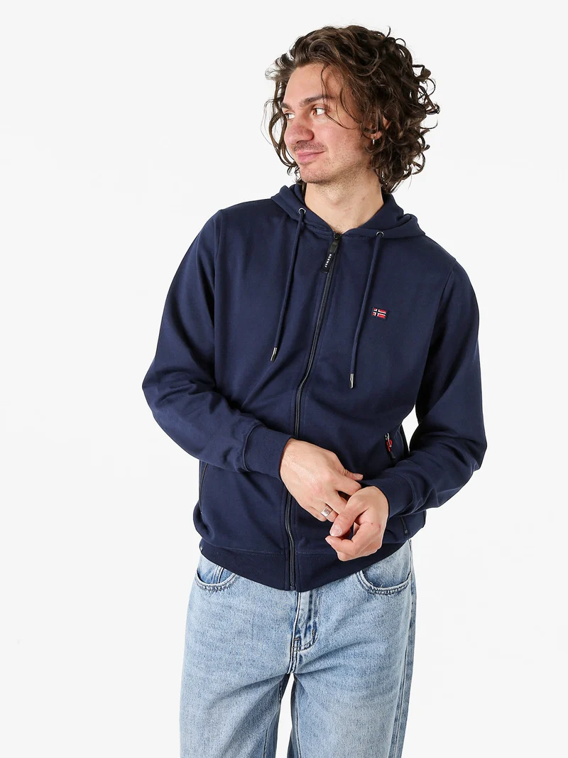 Felpa da uomo full zip con cappuccio - blu scuro