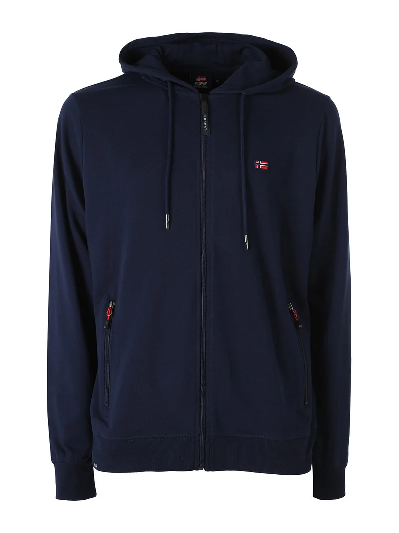 Felpa da uomo full zip con cappuccio - blu scuro