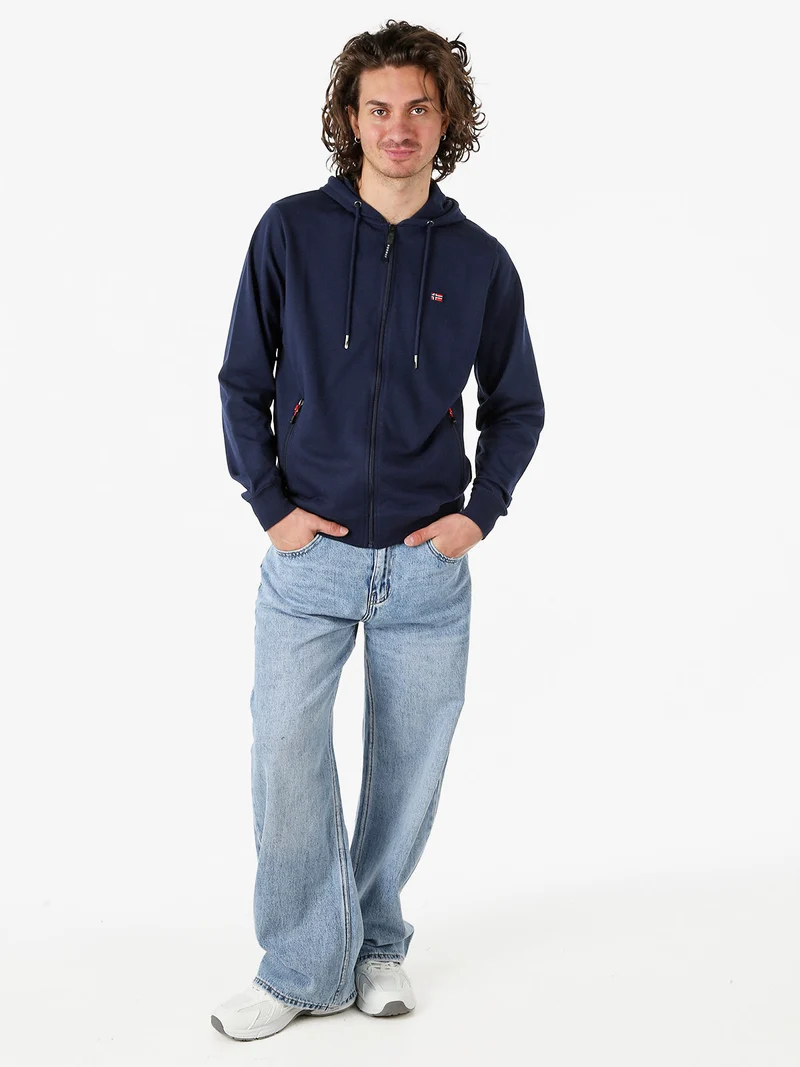 Felpa da uomo full zip con cappuccio - blu scuro