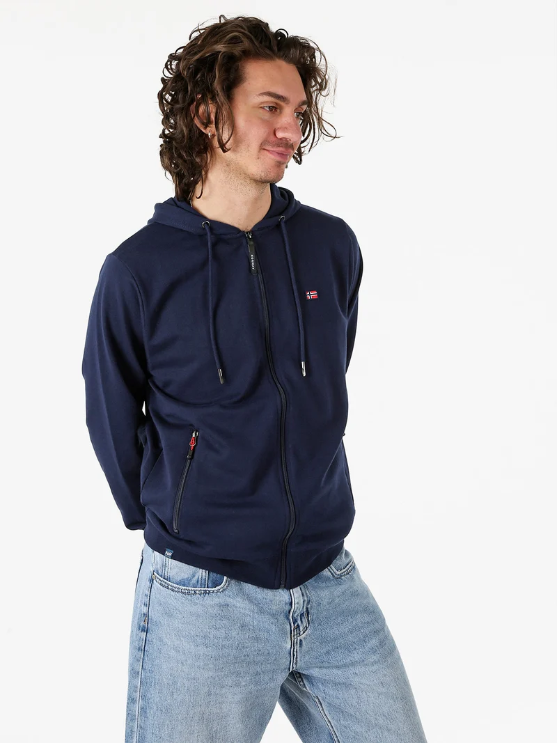 Felpa da uomo full zip con cappuccio - blu scuro