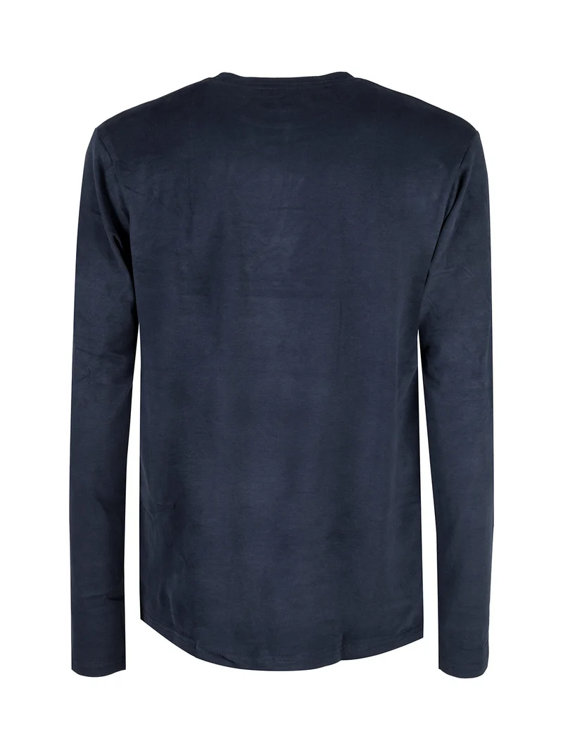 T-shirt intima da uomo a maniche lunghe in caldo cotone - blu scuro