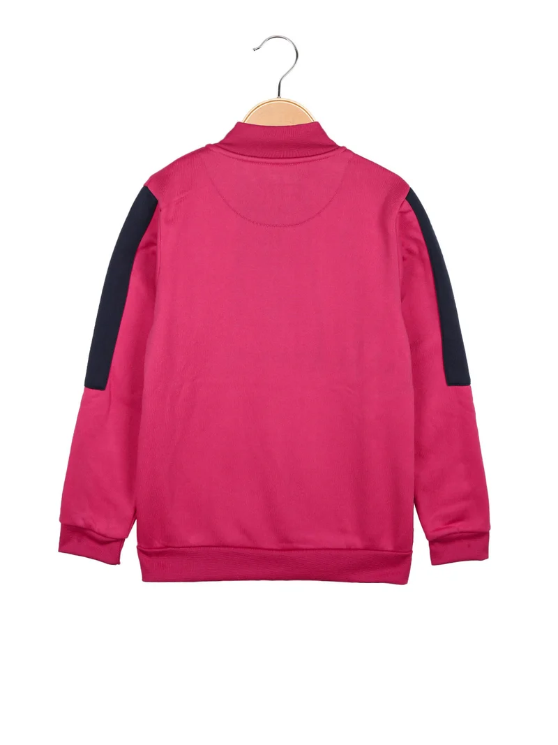 Felpa pesante da ragazza full zip - fucsia