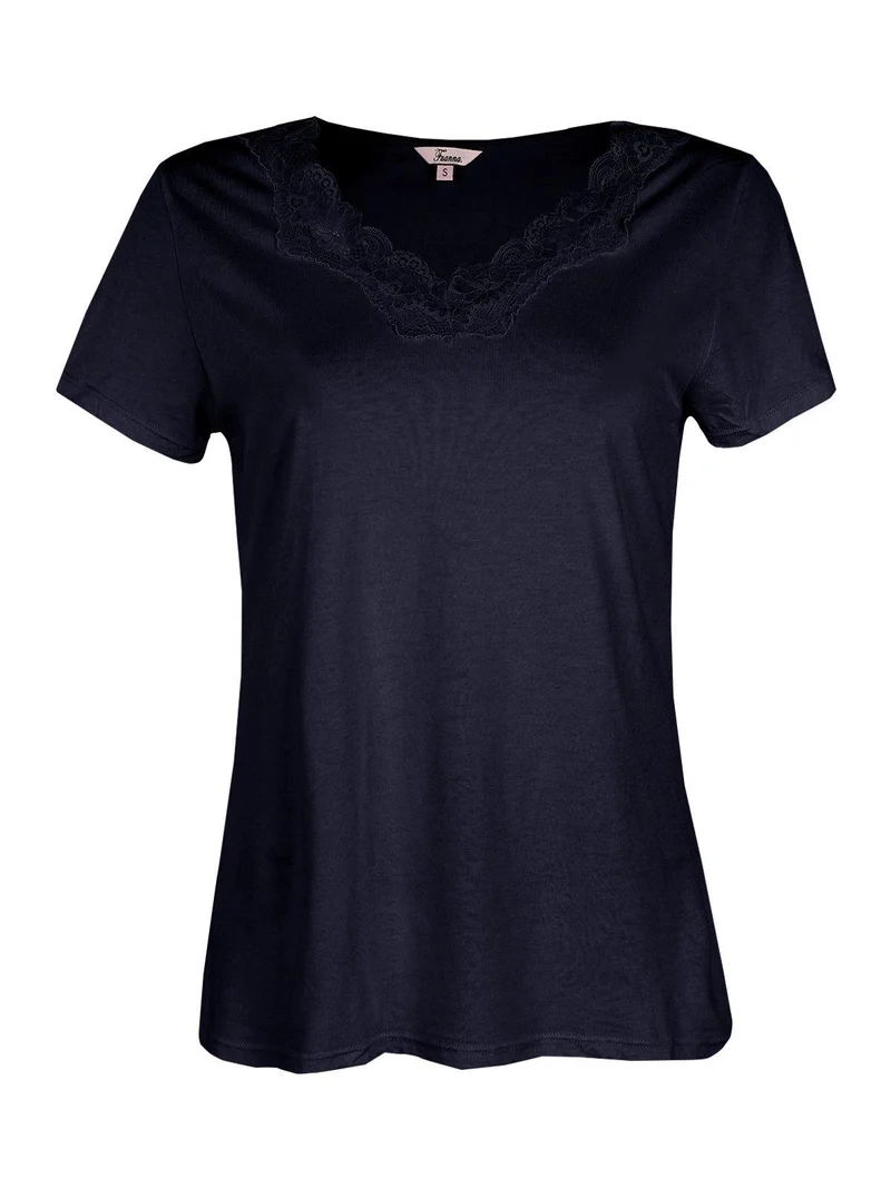 T-shirt da pigiama con pizzo - blu scuro