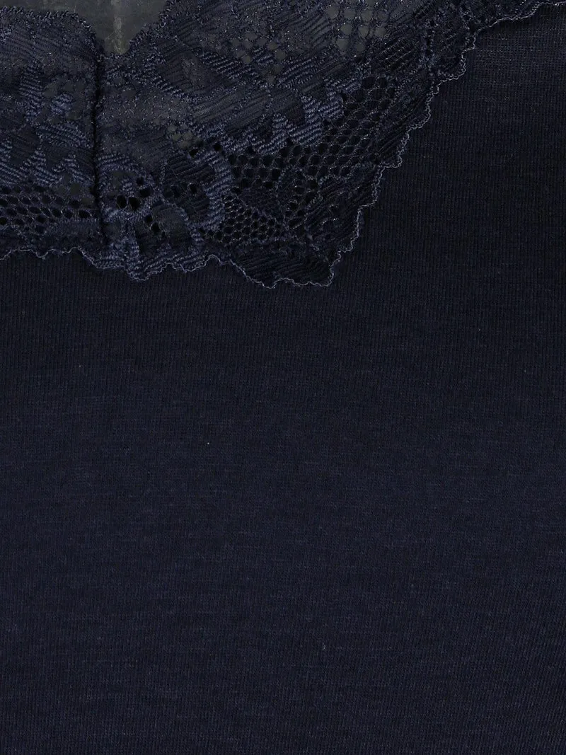 T-shirt da pigiama con pizzo - blu scuro