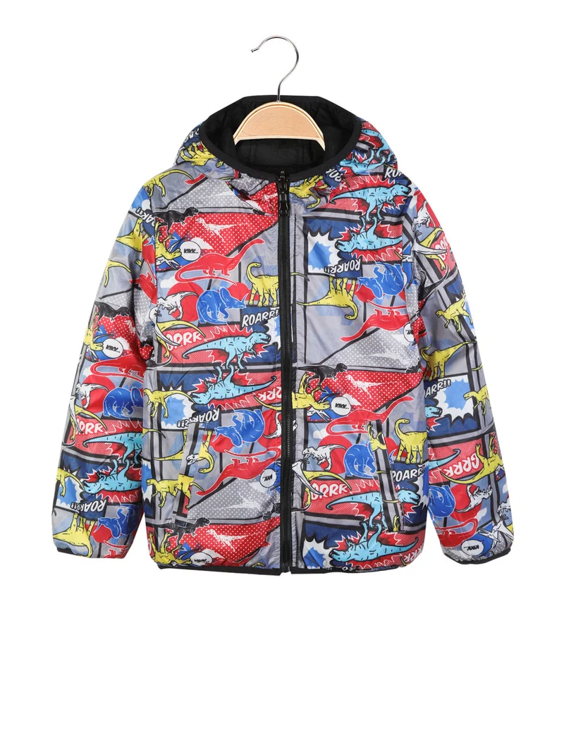 Giacca reversibile da bambino con stampe - nero