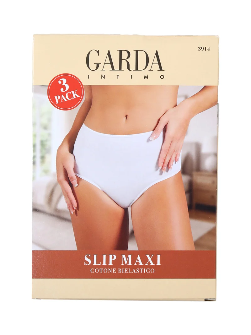 Confezione da 3 maxi slip in cotone bielastico - bianco