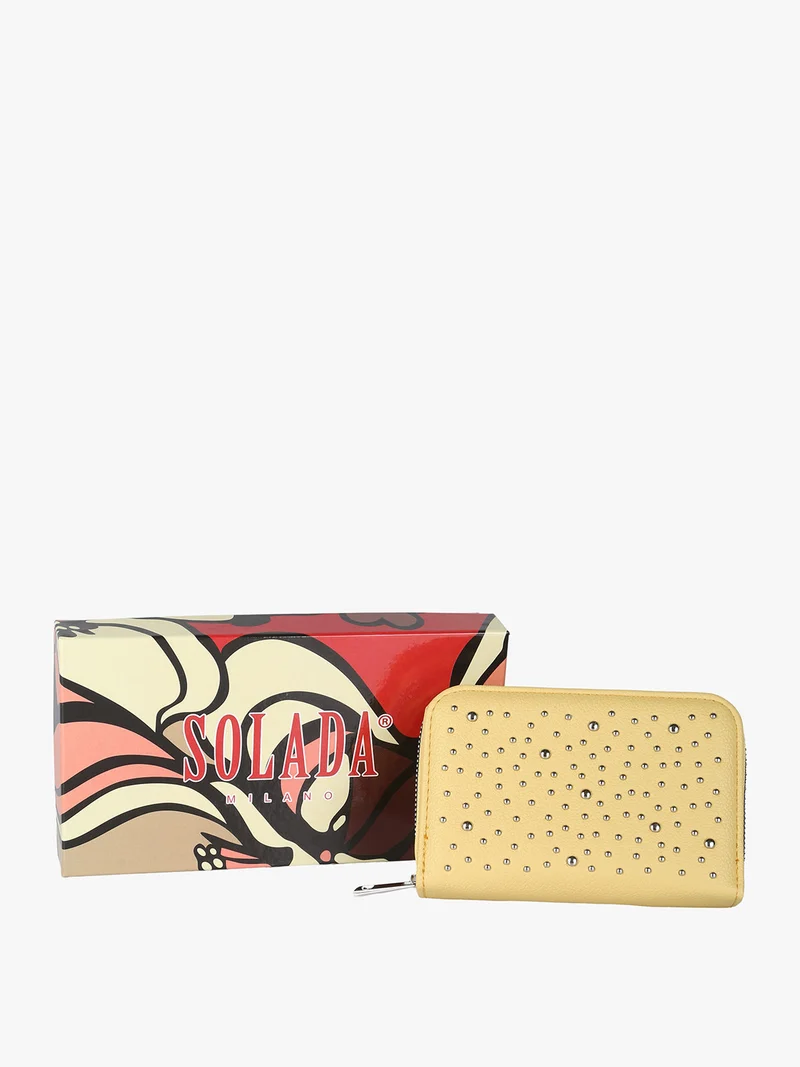 Portafoglio donna con borchie - giallo