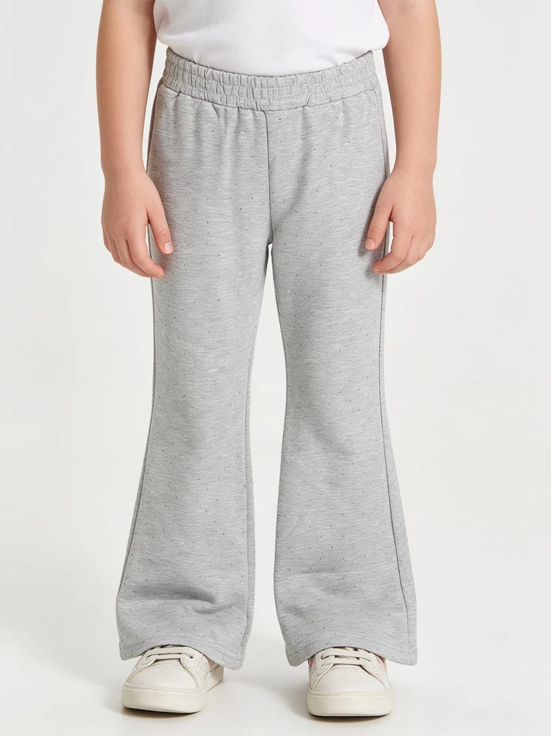 Pantaloni da bambina a zampa con strass - grigio