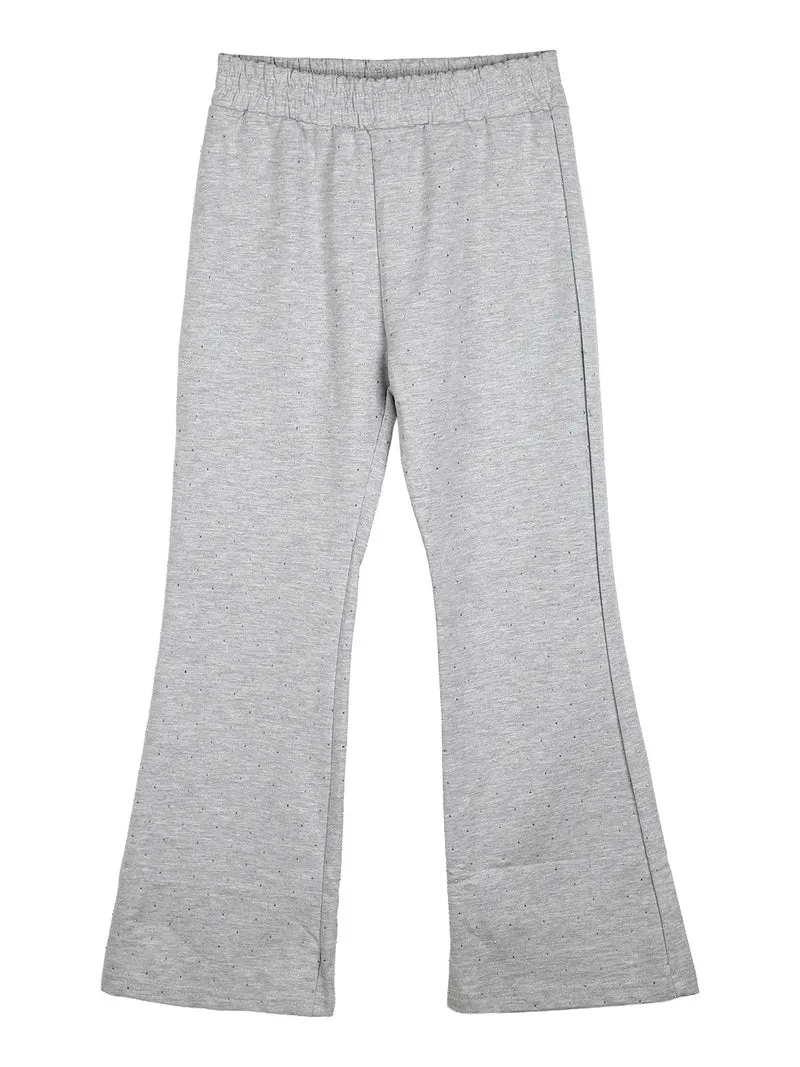 Pantaloni da bambina a zampa con strass - grigio
