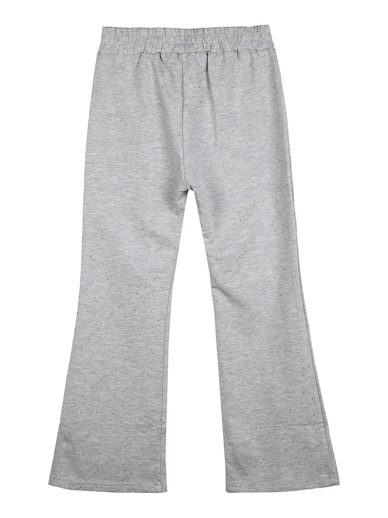 Pantaloni da bambina a zampa con strass - grigio