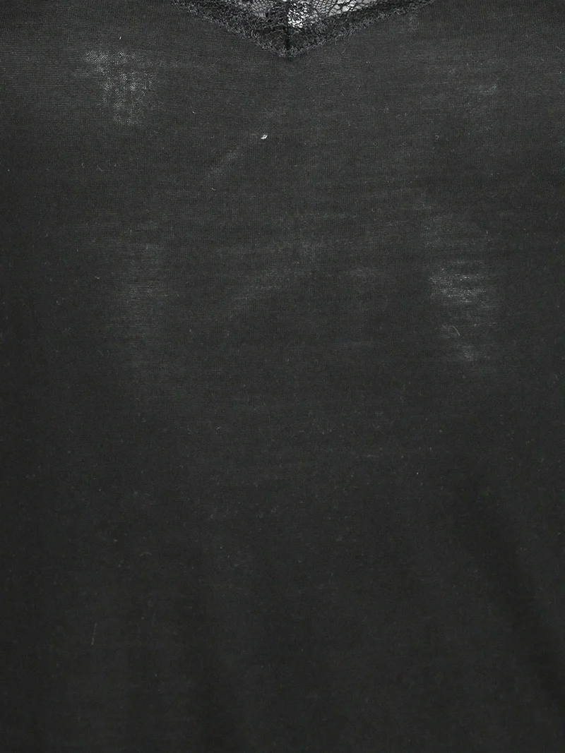 Canotta lunga con pizzo - nero