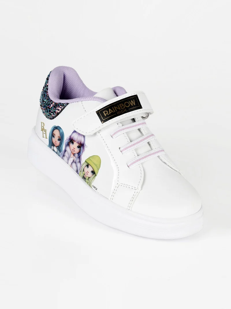 Sneakers bambina in ecopelle con strappo - bianco