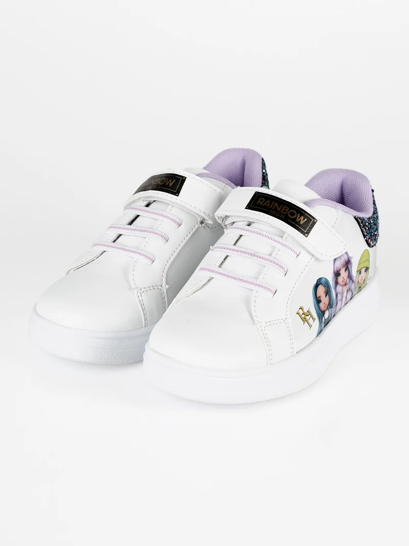 Sneakers bambina in ecopelle con strappo - bianco