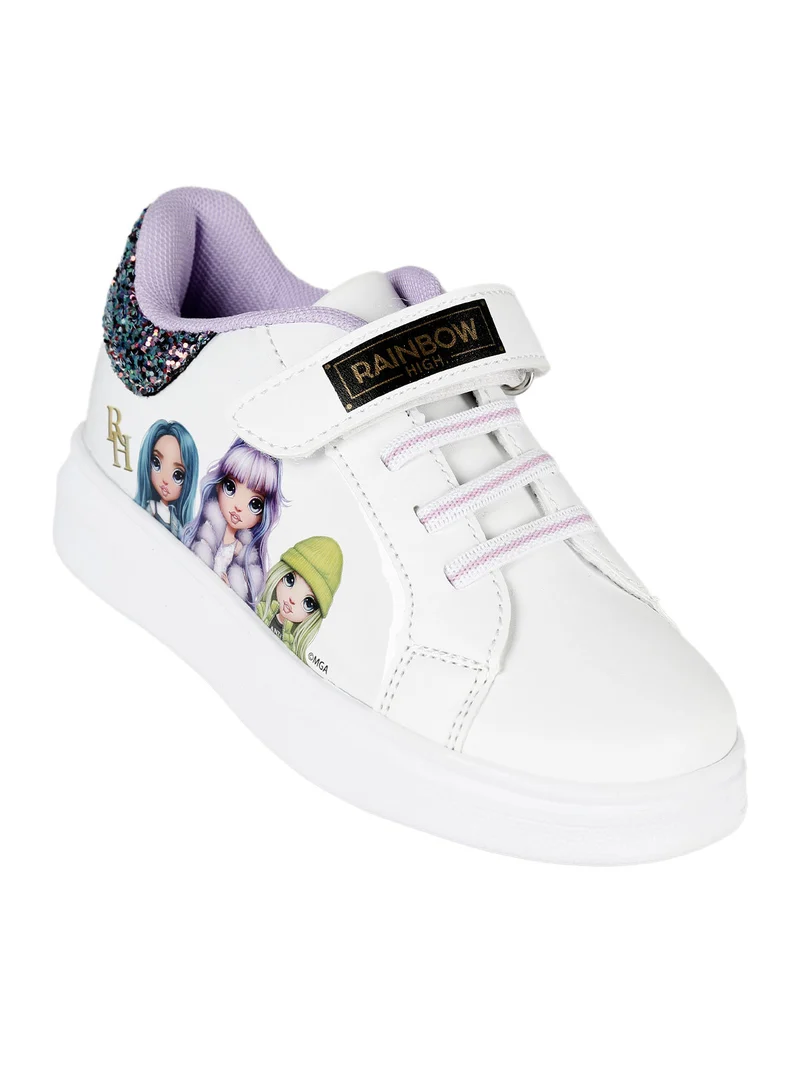 Sneakers bambina in ecopelle con strappo - bianco