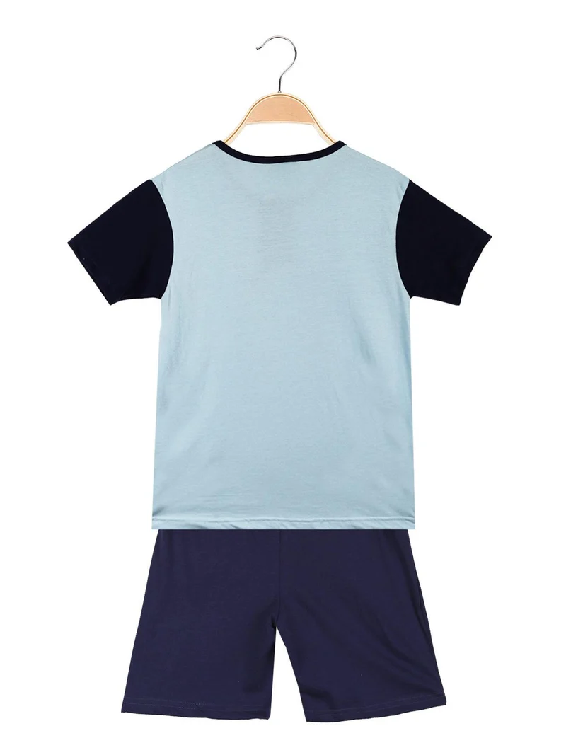 Pigiama corto da bambino in cotone - azzurro