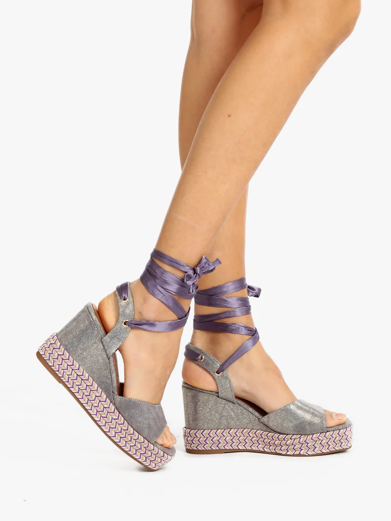 Sandali donna alla schiava con zeppa - viola
