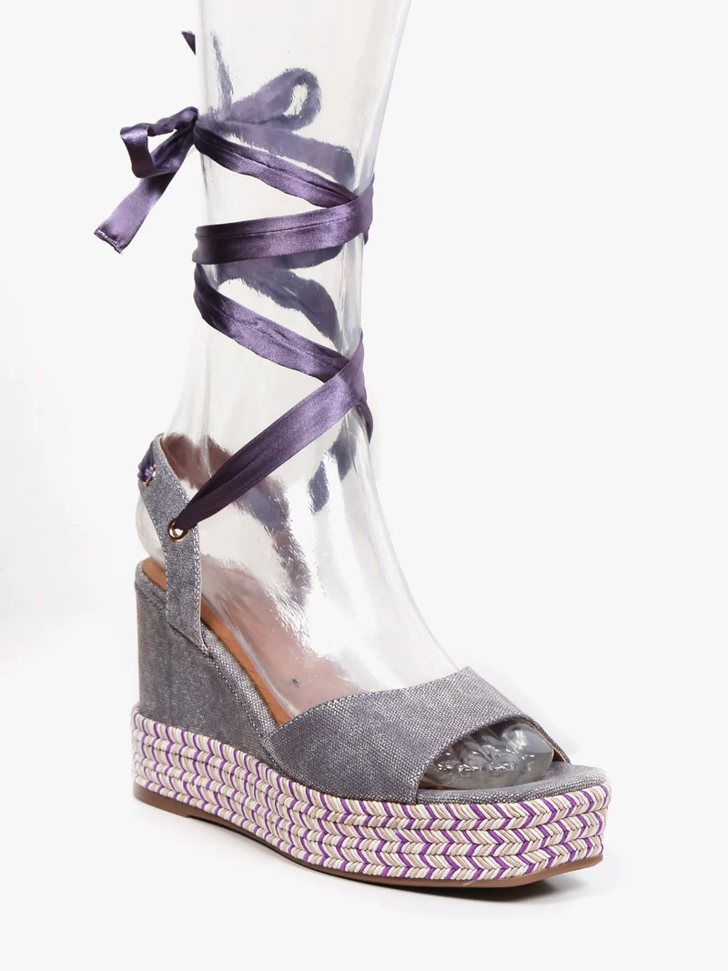 Sandali donna alla schiava con zeppa - viola