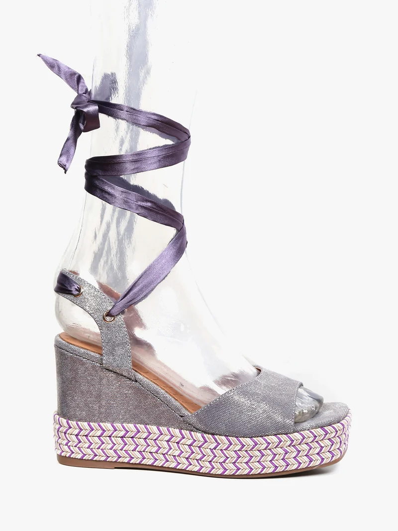 Sandali donna alla schiava con zeppa - viola