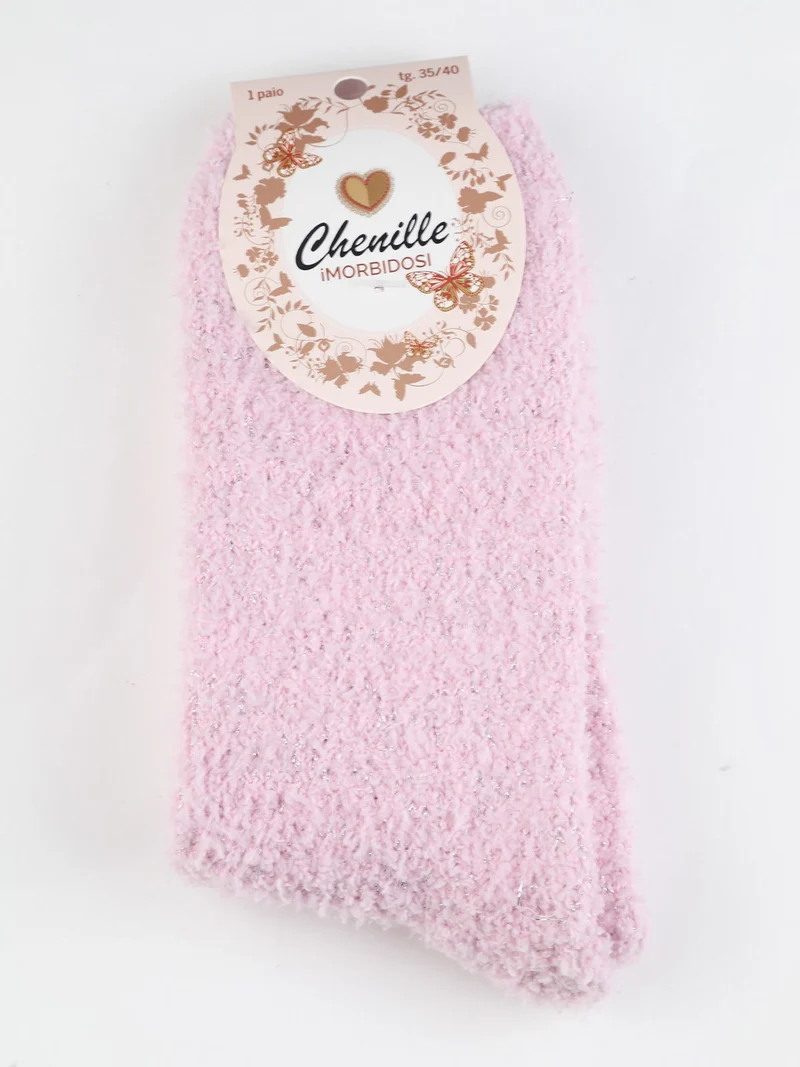 Calze donna in ciniglia con lurex - rosa