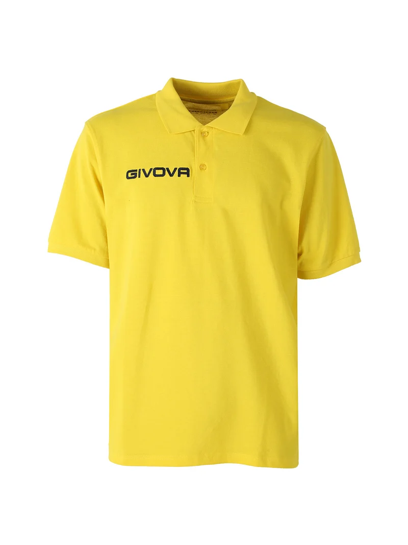 Polo da uomo in cotone piquet a maniche corte - giallo