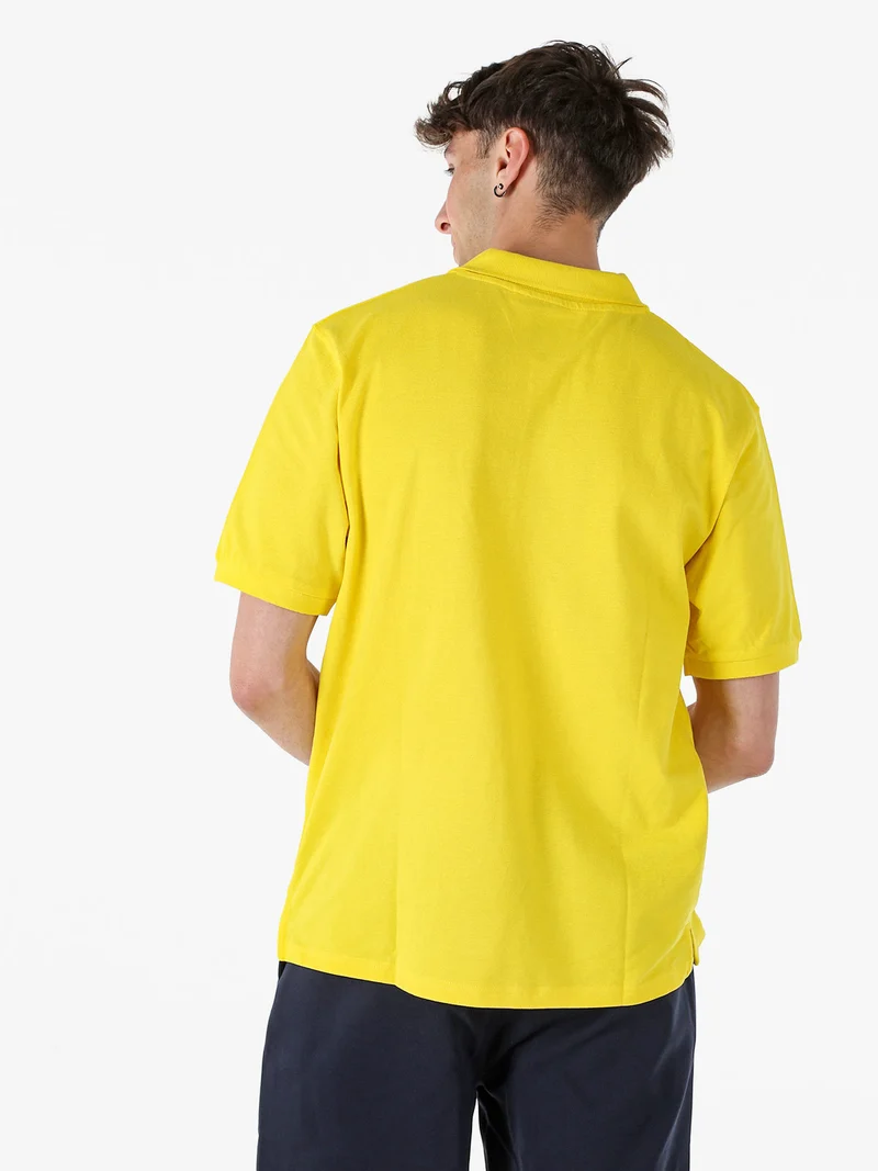 Polo da uomo in cotone piquet a maniche corte - giallo
