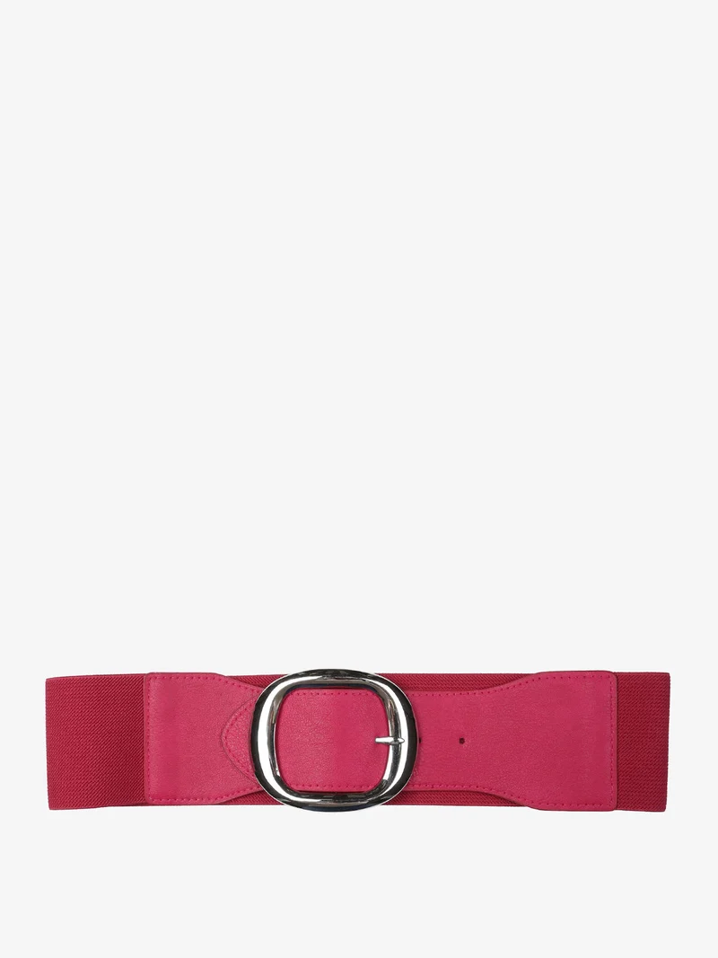 Cintura elasticizzata da donna con fibbia argentata - fucsia