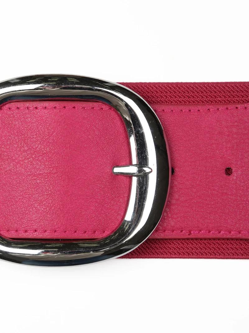 Cintura elasticizzata da donna con fibbia argentata - fucsia