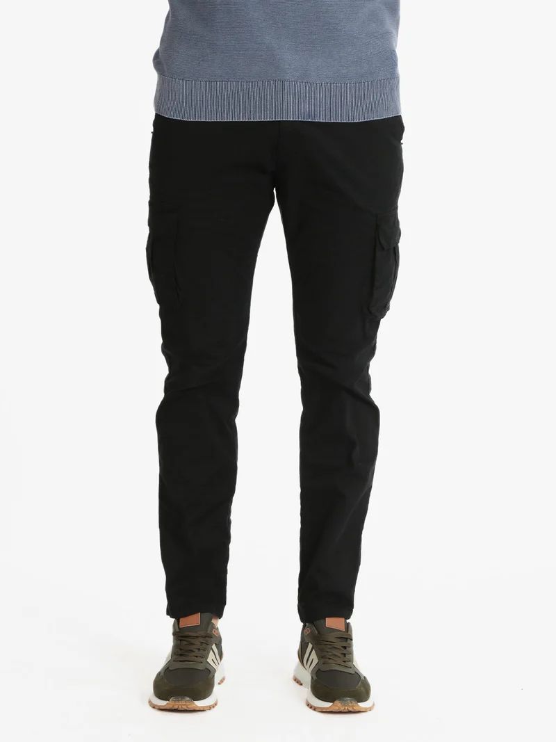 Pantaloni in cotone uomo con tasconi - nero