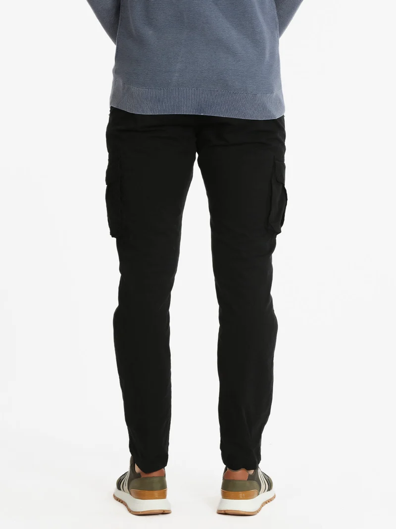 Pantaloni in cotone uomo con tasconi - nero