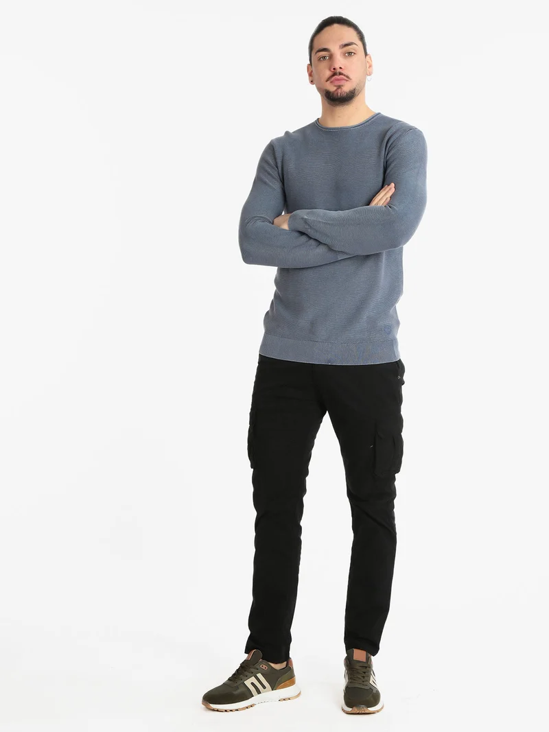 Pantaloni in cotone uomo con tasconi - nero