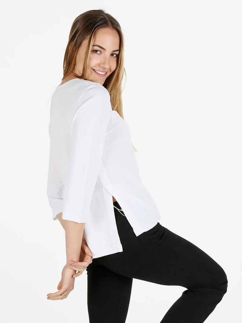 Pullover donna con maniche a tre quarti - bianco