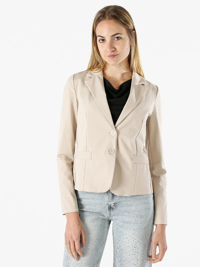 Blazer donna con bottoni - beige