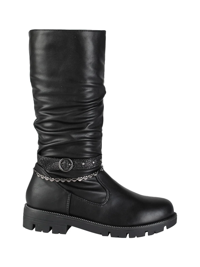 Stivali da ragazza con cinturino glitter - nero
