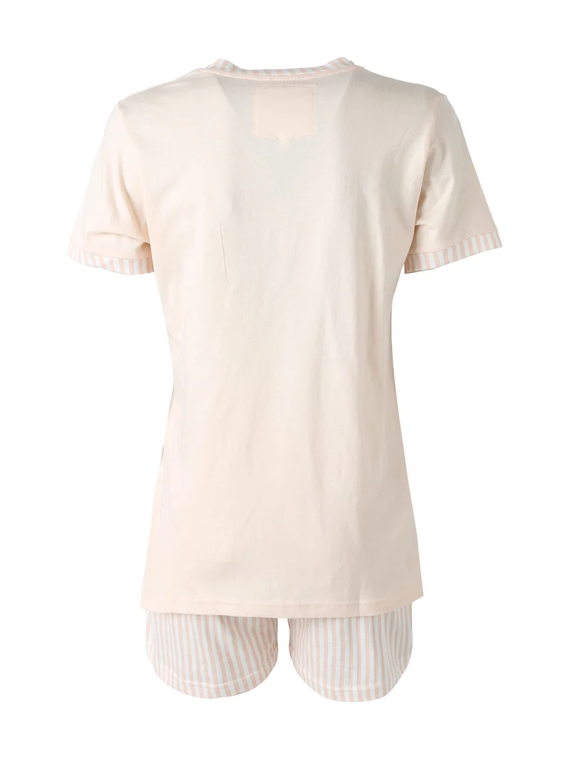 MOSAIC Pigiama corto da donna in cotone con shorts a righe - albicocca