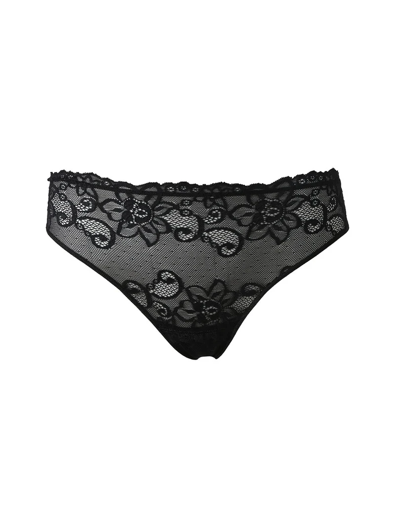 Brasiliana donna con pizzo - nero