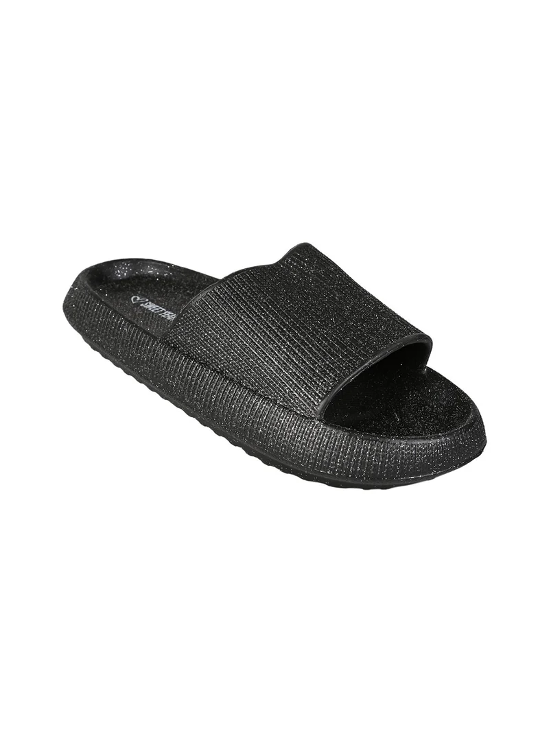 Ciabatte donna in gomma brillantinate - nero