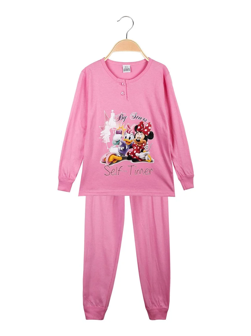 Pigiama lungo in cotone Minnie e Paperina - rosa