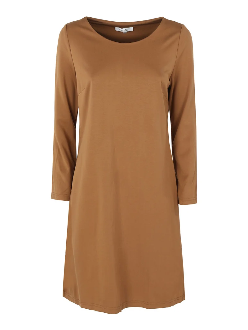 Vestito da donna a maniche lunghe in tinta unita - cammello