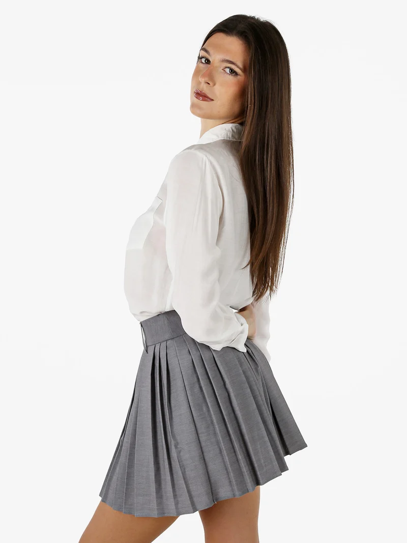 Camicia donna a maniche lunghe in misto cotone - bianco