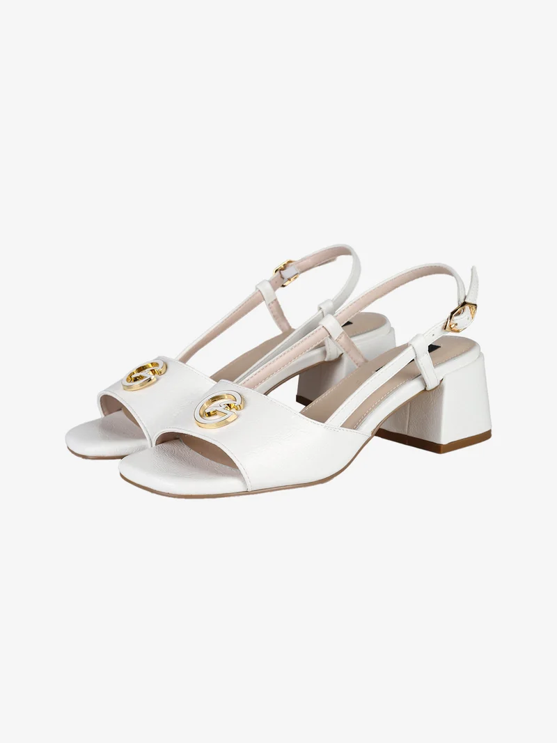 Sandali da donna con tacco largo - bianco
