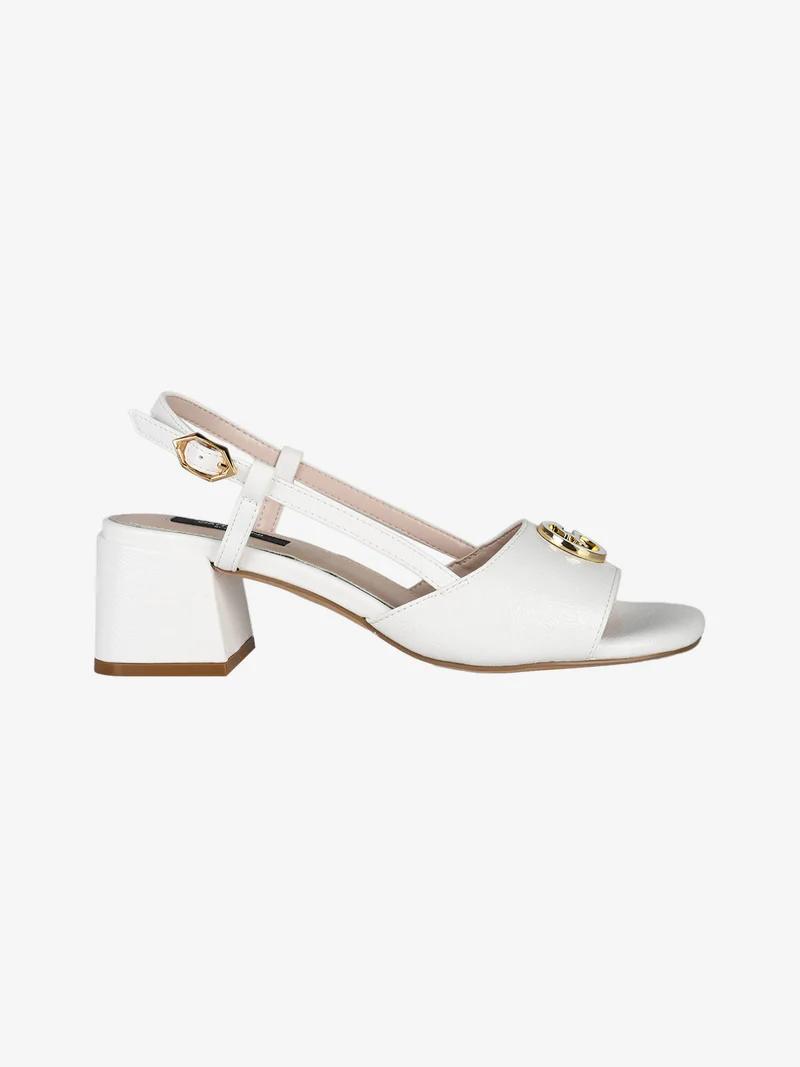 Sandali da donna con tacco largo - bianco