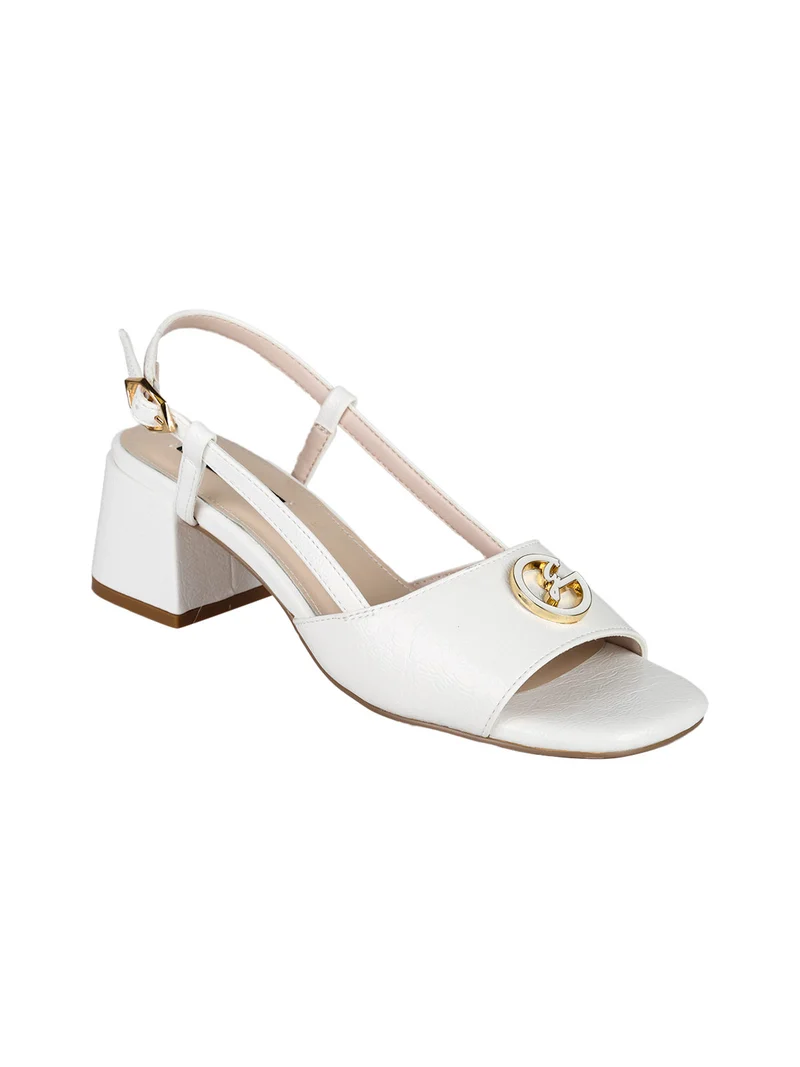 Sandali da donna con tacco largo - bianco
