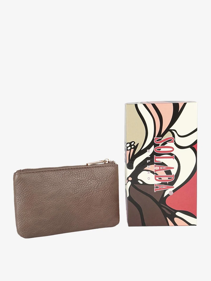 Bustina donna in ecopelle con cerniera - taupe