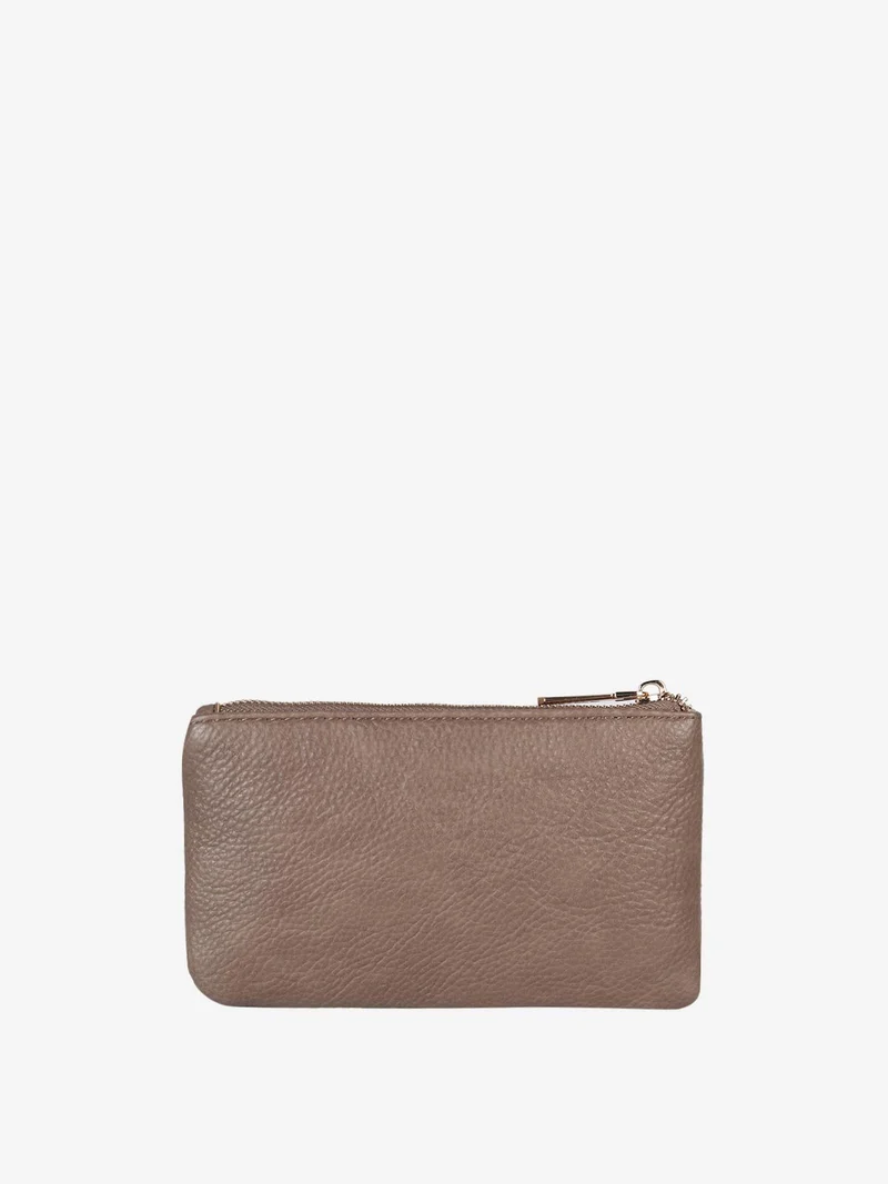 Bustina donna in ecopelle con cerniera - taupe