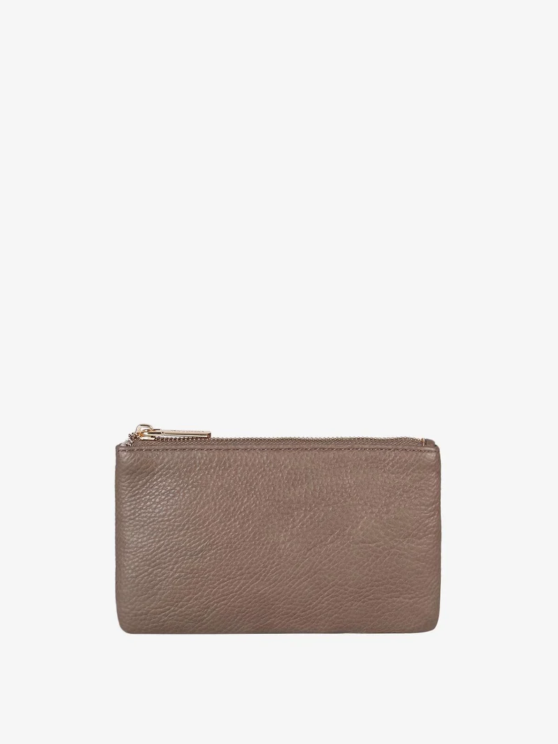 Bustina donna in ecopelle con cerniera - taupe