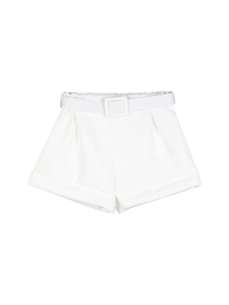 Shorts da bambina con cintura - bianco